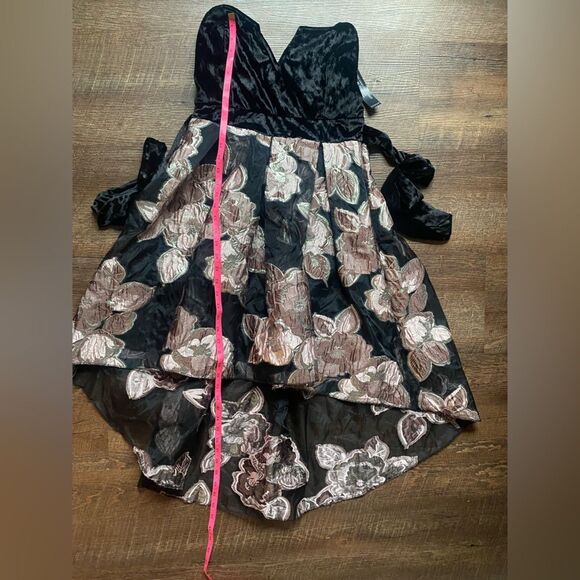 VENUS Strapless High-low Mini Dress velvet Floral Tulle homecoming Sz 14 NWT - Picture 9 of 16
